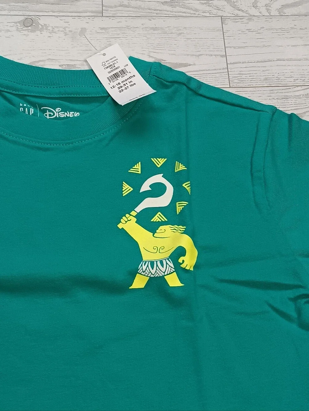 NWT  Baby Gap Disney Moana Maui Print Oversized Shirt Short Sleeve 12-18 M